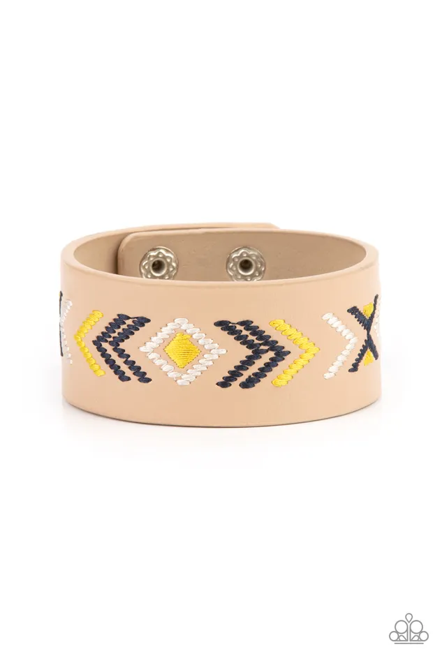 A Finishing Touch Jewelry Bracelets Paparazzi Cliff Glyphs Yellow Bracelet
