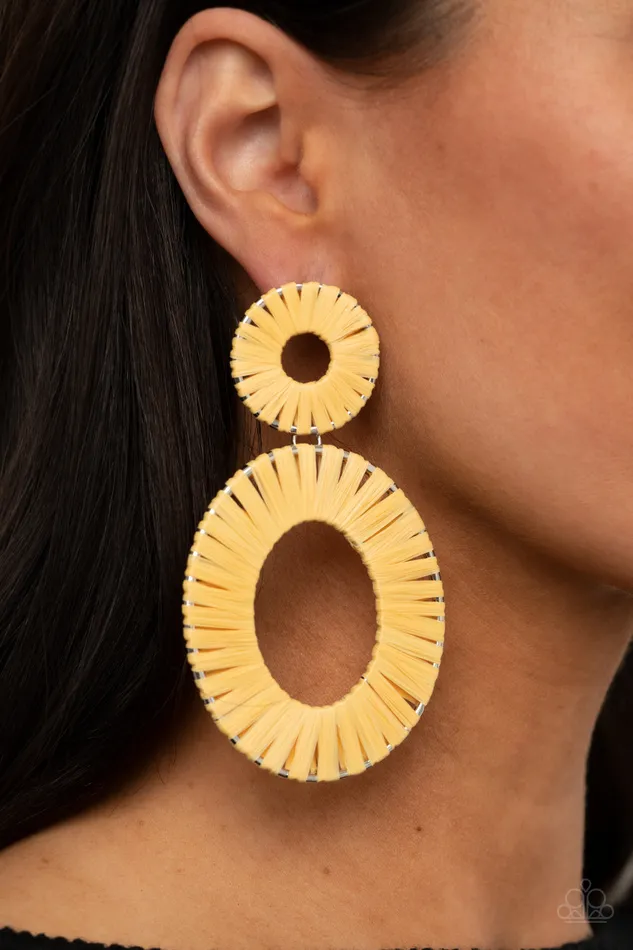 A Finishing Touch Jewelry Earrings Paparazzi Foxy Flamenco Yellow Earrings