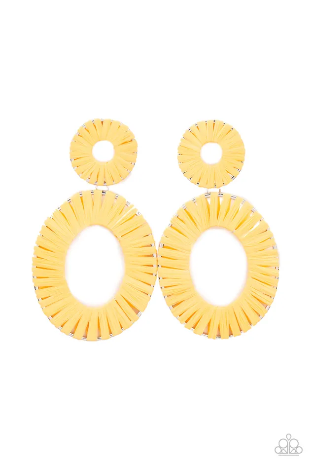 A Finishing Touch Jewelry Earrings Paparazzi Foxy Flamenco Yellow Earrings