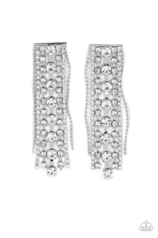 A Finishing Touch Jewelry Earrings Paparazzi Starry Streamers White Earrings