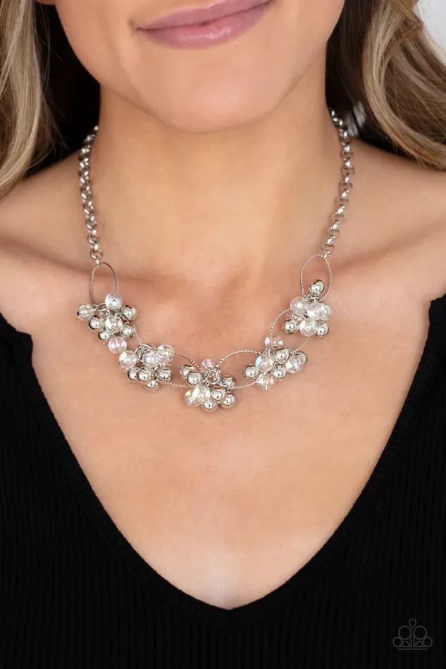 A Finishing Touch Jewelry Necklaces Paparazzi Effervescent Ensemble Cosmic Countess White Necklace July 2021 Life Of The Party Exclusive