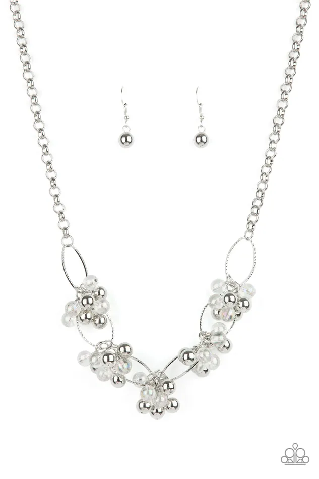 A Finishing Touch Jewelry Necklaces Paparazzi Effervescent Ensemble Cosmic Countess White Necklace July 2021 Life Of The Party Exclusive