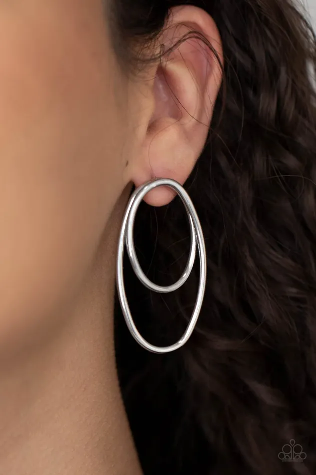 A Finishing Touch Jewelry Paparazzi So OVALDramatic Silver Earrings Earrings