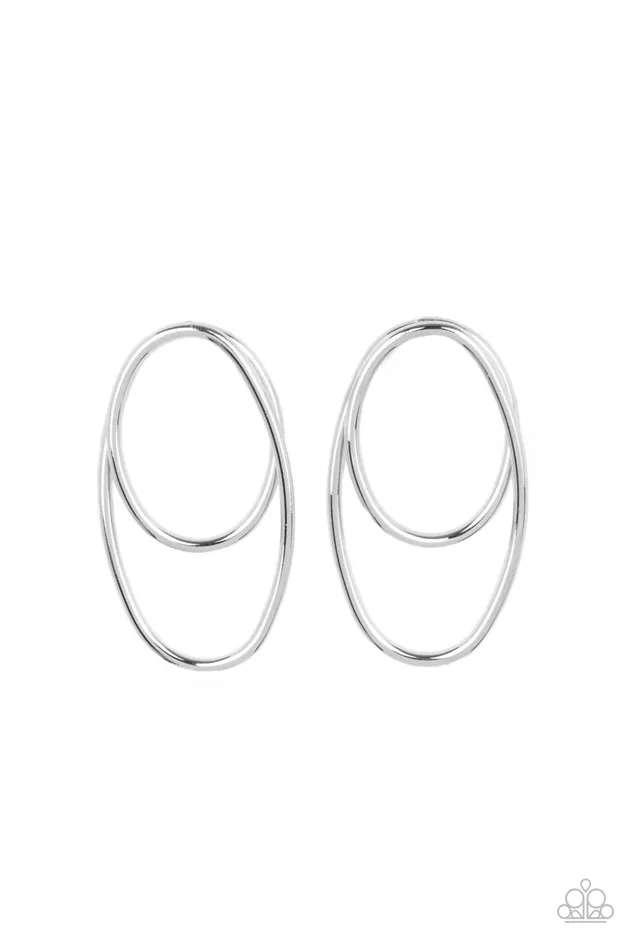 A Finishing Touch Jewelry Paparazzi So OVALDramatic Silver Earrings Earrings