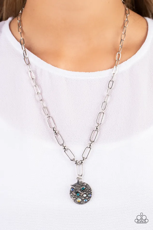 A Finishing Touch Jewelry Paparazzi Stardust Saucer Blue Necklace Necklaces