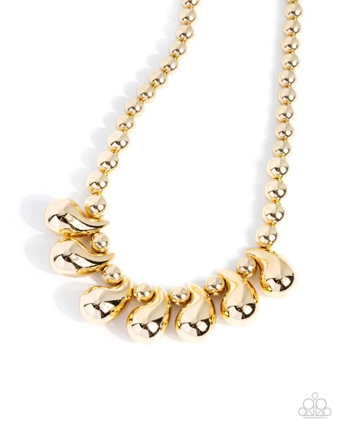 A Finishing Touch Necklaces Paparazzi Raindrop Rebel Gold Necklace