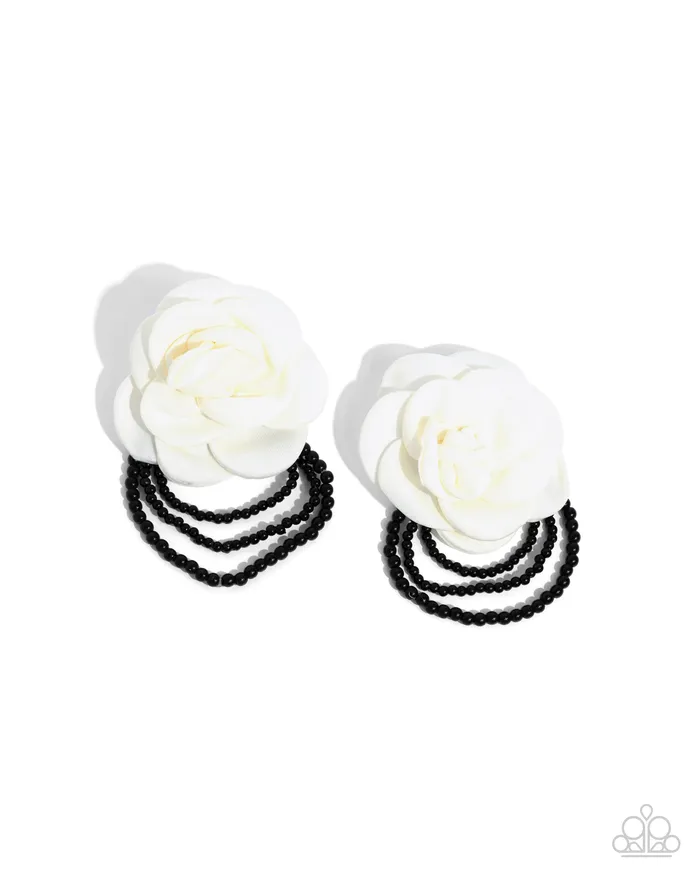A Finishing Touch Paparazzi Dramatic Dame White Earrings Earrings