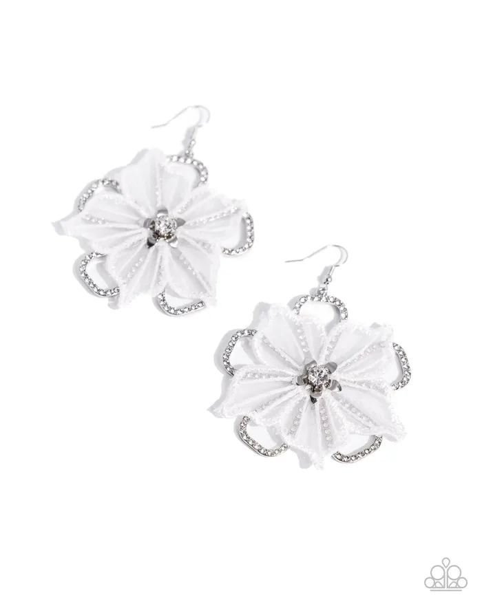 A Finishing Touch Paparazzi Refined Recognition White Earrings Earrings