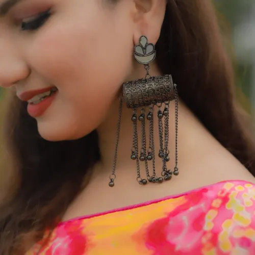 Afgani German Silver Oxidized Jhumki Earrings for Women DESIGN 74 justreal deal Earrings