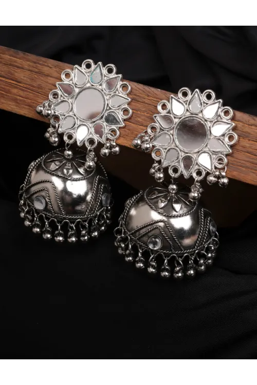 Afgani German Silver Oxidized Jhumki Earrings for Women DESIGN 828 justreal deal Earrings
