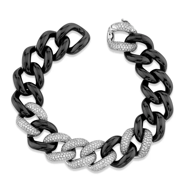 Bracelets DIAMOND 6 PAVE BLACK CERAMIC JUMBO LINK BRACELET SHAY JEWELRY Bracelets DIAMOND 6 PAVE BLACK CERAMIC JUMBO LINK BRACELET SHAY JEWELRY