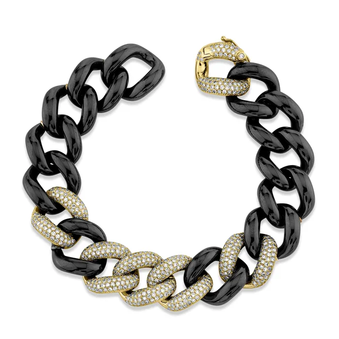 Bracelets DIAMOND 6 PAVE BLACK CERAMIC JUMBO LINK BRACELET SHAY JEWELRY