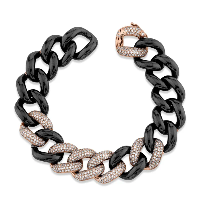 Bracelets DIAMOND 6 PAVE BLACK CERAMIC JUMBO LINK BRACELET SHAY JEWELRY