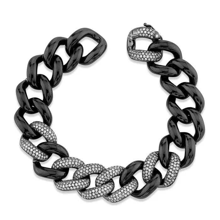 Bracelets DIAMOND 6 PAVE BLACK CERAMIC JUMBO LINK BRACELET SHAY JEWELRY