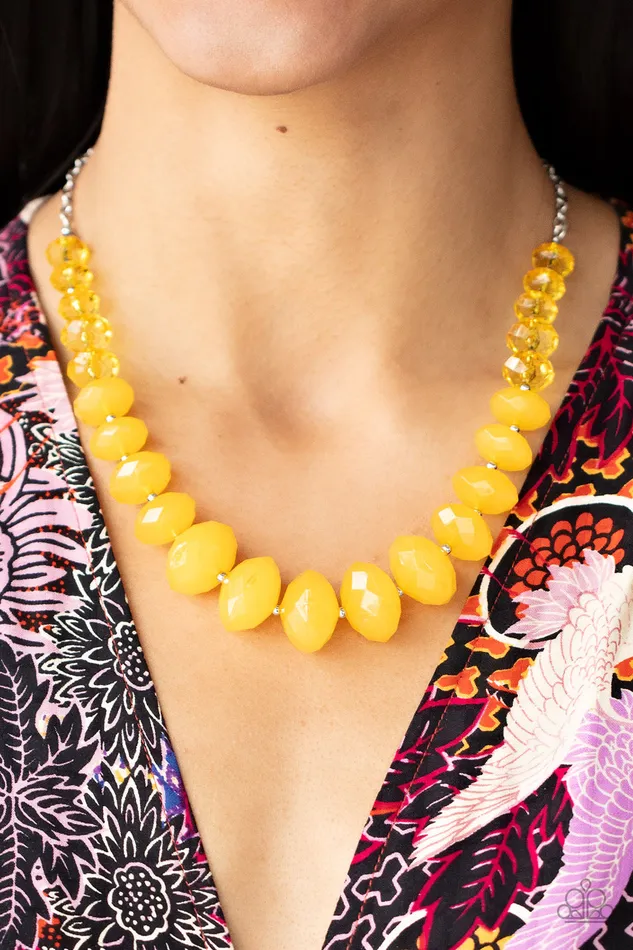 Bracelets Paparazzi 2 Piece Set HappyGLOWLucky Yellow Necklace Keep GLOWING Forward Yellow Bracelet A Finishing Touch Jewelry