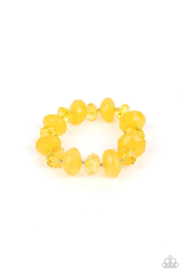 Bracelets Paparazzi 2 Piece Set HappyGLOWLucky Yellow Necklace Keep GLOWING Forward Yellow Bracelet A Finishing Touch Jewelry