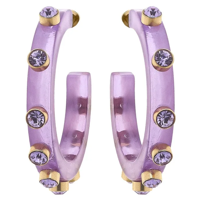 Canvas Style Earrings Canvas Style Renee Resin and Rhinestone Hoop Earrings