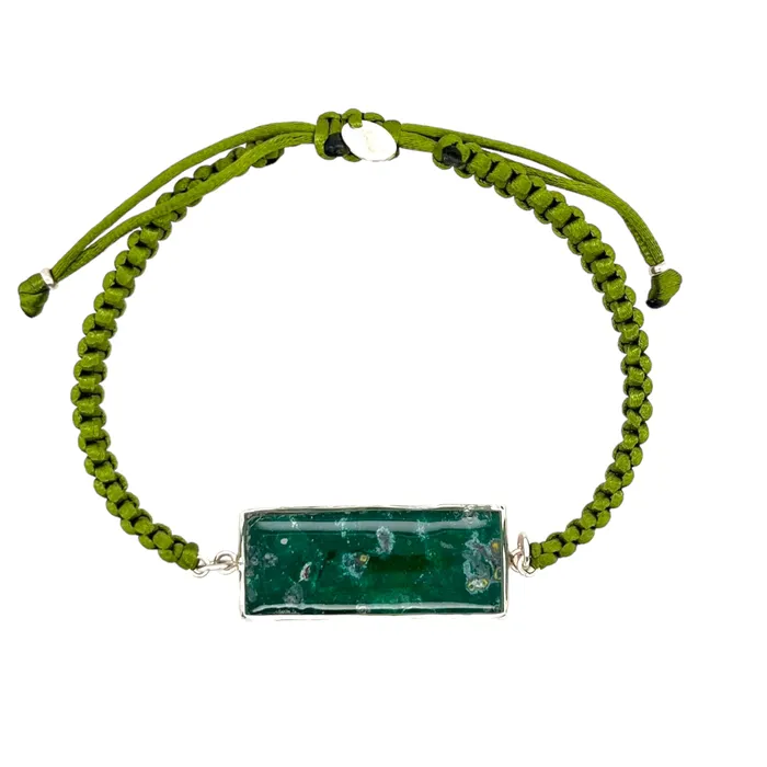 Carl Bracelet Silver Green Michigan State Campus Rock Bracelets