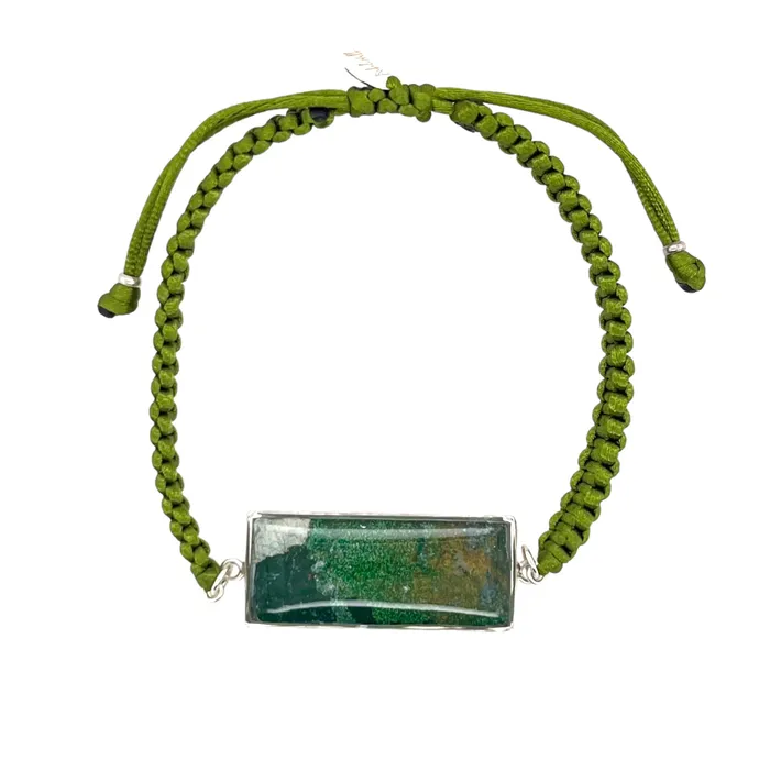 Carl Bracelet Silver Green Michigan State Campus Rock Bracelets