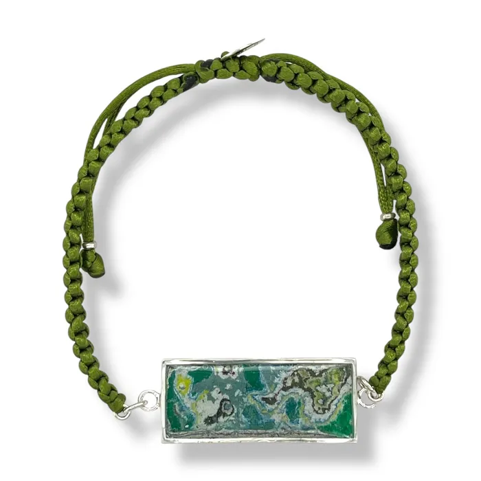 Carl Bracelet Silver Green Michigan State Campus Rock Bracelets