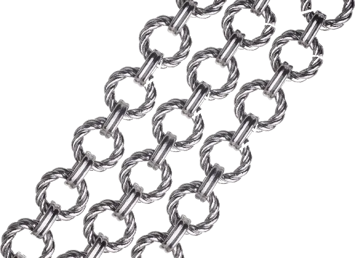 Continental Beads Bracelets Round Textured Stainless Steel Cable Chain 11mm sold by the Foot CH 76SS