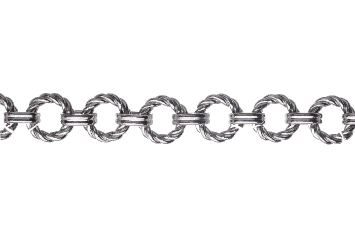 Continental Beads Bracelets Round Textured Stainless Steel Cable Chain 11mm sold by the Foot CH 76SS