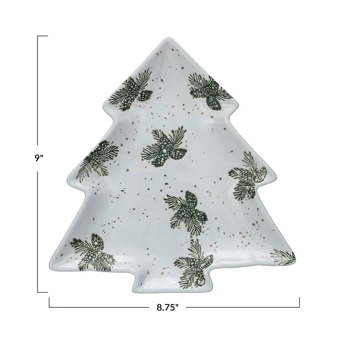 Creative Coop Necklaces Creative Coop Stoneware Tree Shaped Plate with Gold Electroplating White Creative Coop Necklaces Creative Coop Stoneware Tree Shaped Plate with Gold Electroplating White