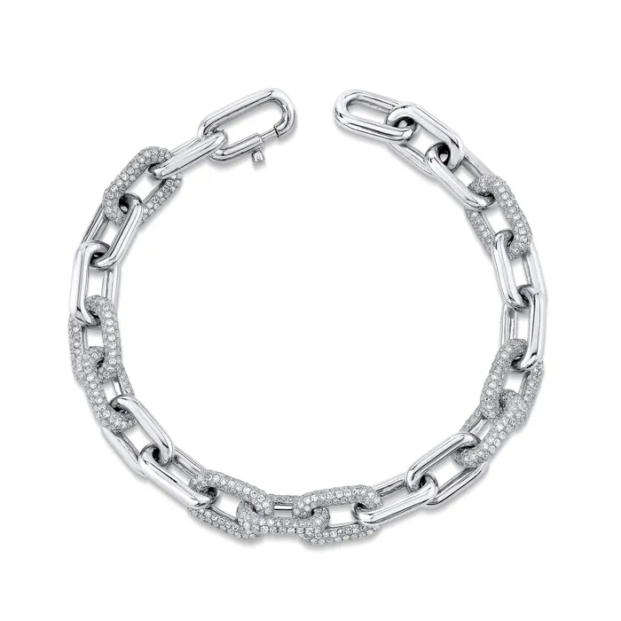 DIAMOND PAVE ALTERNATING CABLE LINK BRACELET SHAY JEWELRY Bracelets