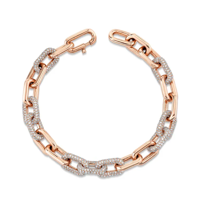 DIAMOND PAVE ALTERNATING CABLE LINK BRACELET SHAY JEWELRY Bracelets