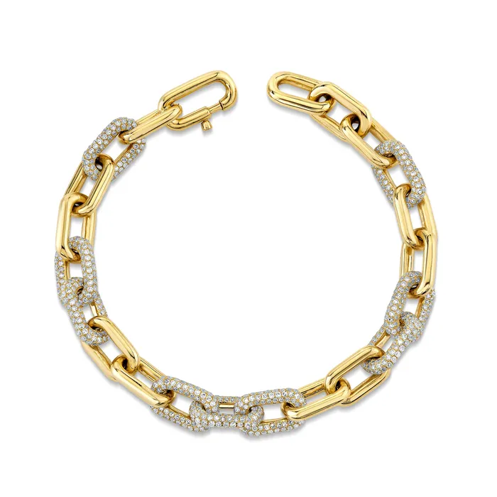 DIAMOND PAVE ALTERNATING CABLE LINK BRACELET SHAY JEWELRY Bracelets