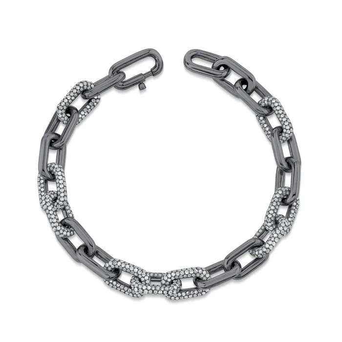 DIAMOND PAVE ALTERNATING CABLE LINK BRACELET SHAY JEWELRY Bracelets