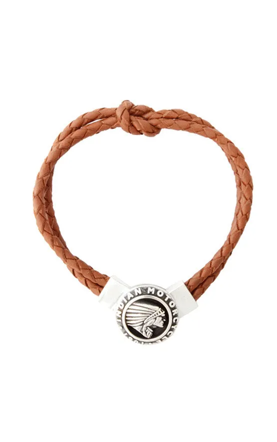 Double Knotted Brown Leather Bracelet with Indian Icon Clasp King Baby Bracelets