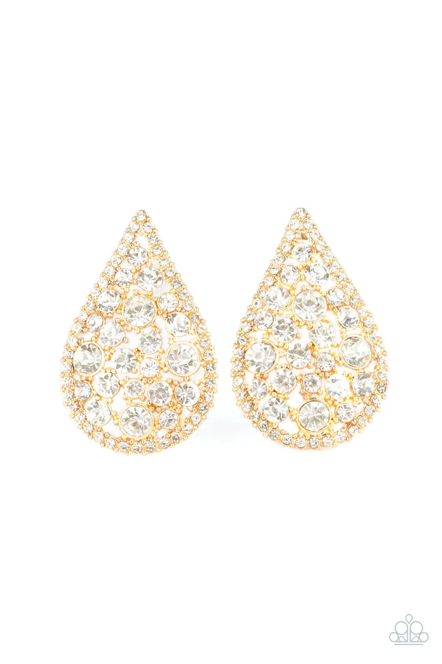 Earrings A Finishing Touch Jewelry Paparazzi REIGNStorm Gold Teardrop Earrings