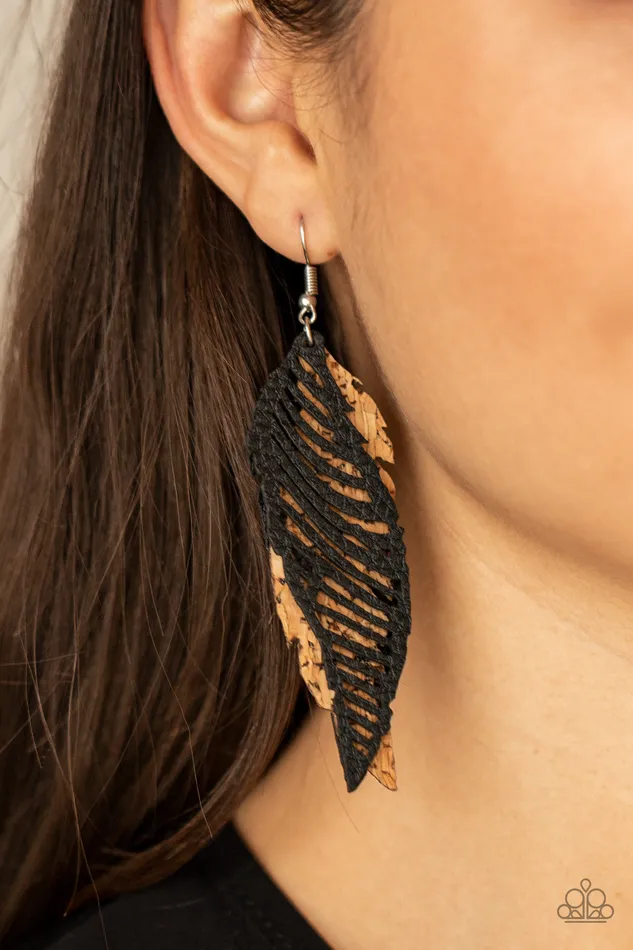 Earrings A Finishing Touch Jewelry Paparazzi WINGING Off The Hook Black Earrings
