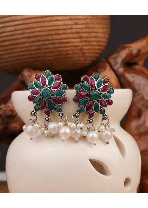 Earrings Afgani German Silver Oxidized Jhumki Earrings for Women DESIGN 837 justreal deal