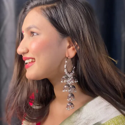 Earrings justreal deal Afgani German Silver Oxidized Jhumki Earrings for Women DESIGN 506