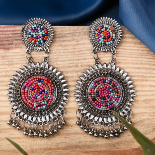 Earrings justreal deal Afgani German Silver Oxidized Jhumki Earrings for Women DESIGN 584 Earrings justreal deal Afgani German Silver Oxidized Jhumki Earrings for Women DESIGN 584