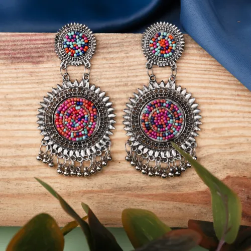 Earrings justreal deal Afgani German Silver Oxidized Jhumki Earrings for Women DESIGN 584