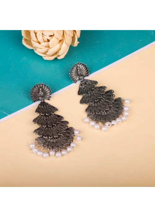 Earrings justreal deal Afgani German Silver Oxidized Jhumki Earrings for Women DESIGN 740