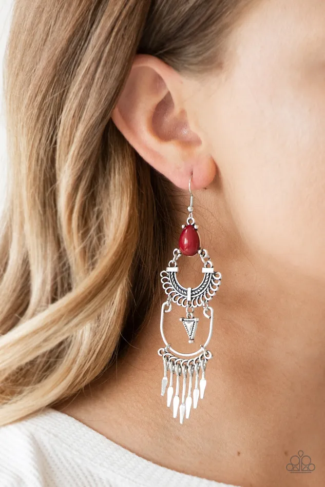Earrings Paparazzi Progressively Pioneer Red Earrings A Finishing Touch Jewelry