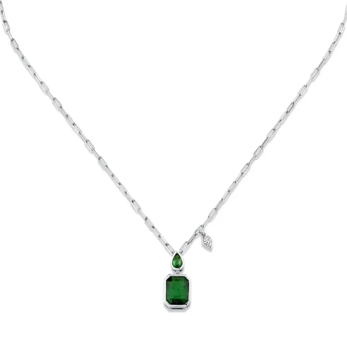 EMERALD DOUBLE BEZEL ILLUSION PENDANT NECKLACE SHAY JEWELRY Necklaces