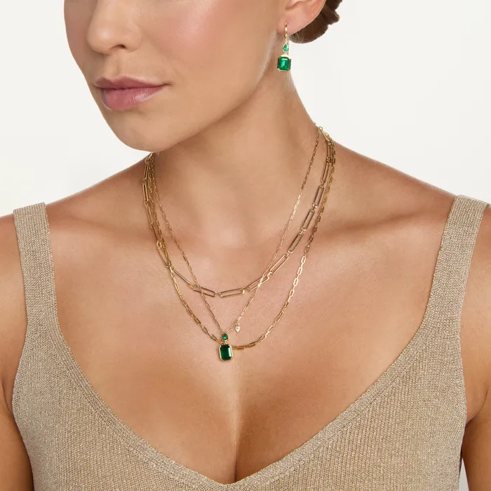 EMERALD DOUBLE BEZEL ILLUSION PENDANT NECKLACE SHAY JEWELRY Necklaces