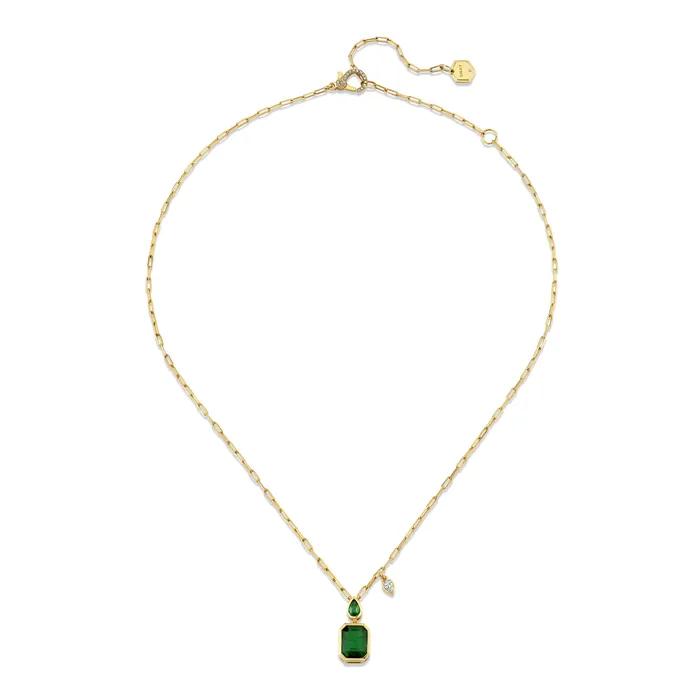 EMERALD DOUBLE BEZEL ILLUSION PENDANT NECKLACE SHAY JEWELRY Necklaces