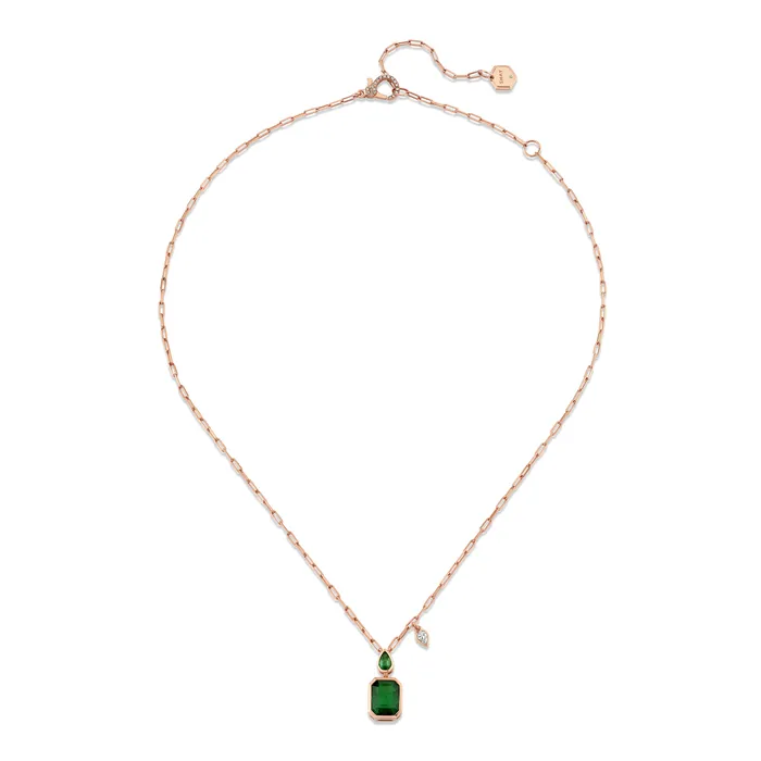 EMERALD DOUBLE BEZEL ILLUSION PENDANT NECKLACE SHAY JEWELRY Necklaces