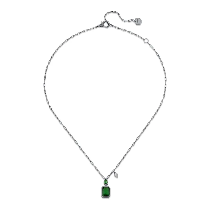 EMERALD DOUBLE BEZEL ILLUSION PENDANT NECKLACE SHAY JEWELRY Necklaces