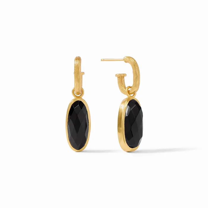 Julie Vos Earrings Julie Vos Ivy Hoop Charm Earring with Obsidian Black