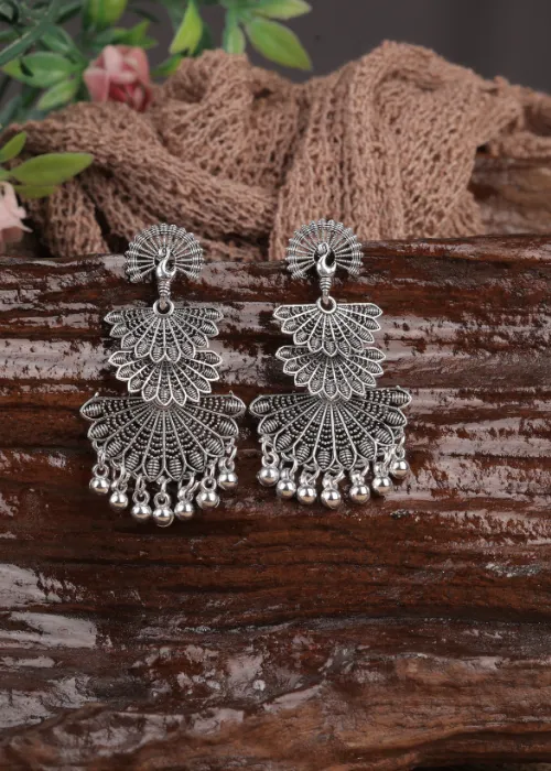 justreal deal Afgani German Silver Oxidized Jhumki Earrings for Women DESIGN 1046 Earrings