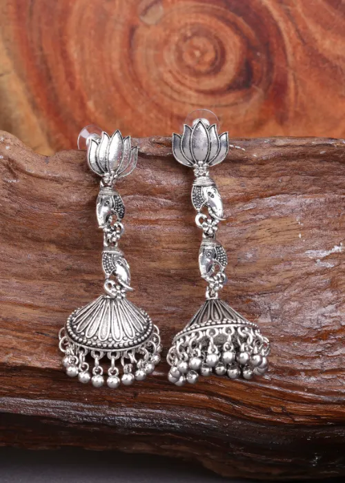 justreal deal Afgani German Silver Oxidized Jhumki Earrings for Women DESIGN 1531 Earrings justreal deal Afgani German Silver Oxidized Jhumki Earrings for Women DESIGN 1531 Earrings