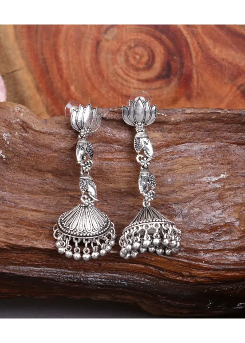 justreal deal Afgani German Silver Oxidized Jhumki Earrings for Women DESIGN 1531 Earrings