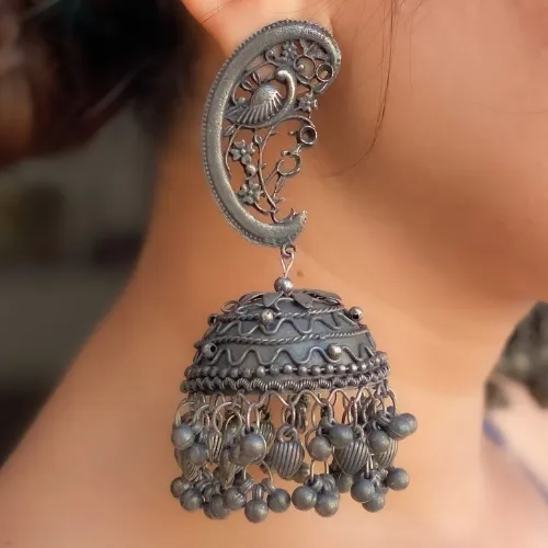 justreal deal Earrings Afgani German Silver Oxidized Jhumki Earrings for Women DESIGN 111 justreal deal Earrings Afgani German Silver Oxidized Jhumki Earrings for Women DESIGN 111